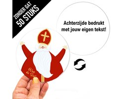 50 stuks gepersonaliseerde ronde Sinterklaas cadeau labels kaarten cirkel - 12CM zonder gat zonder envelop - achterkant bedrukt met je eigen tekst - Sint kaarten cadeaus bedrijven webwinkels personeel attentie medewerkers scholen kinderdagverblijf