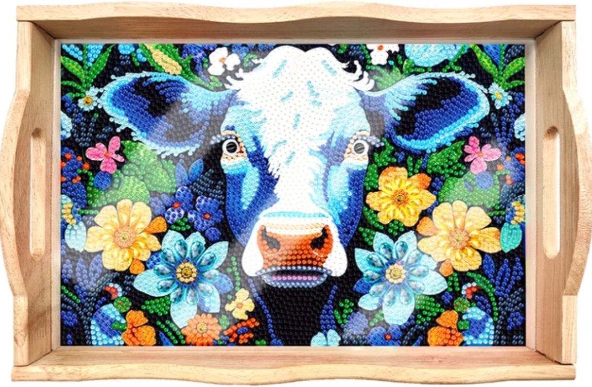Dienblad 04 - Koe - Diamond painting - compleet pakket - Diamond painting by Wietske