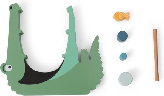 BS Toys Krokodil - Behendigheidsspel - Hout - Speelgoed 4 jaar - 1 tot 4 Spelers - 21-delig - Cadeau kind