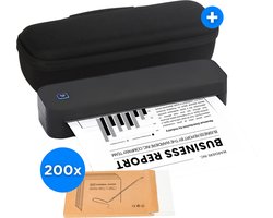 Impressora Térmica® - Thermische A4 printer - Combideal met Draagtas + 200 Vellen Thermisch Papier + 2 papierrollen - Mini Printer voor Mobiel/Tablet/Laptop - 304 DPI - Pocket Printer - Tattoo printer - Zwart