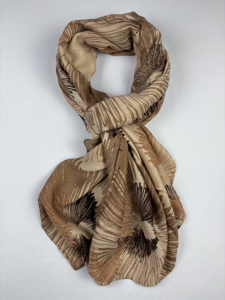 Nette dames sjaal met paardenbloem print 50% katoen en 50% viscose