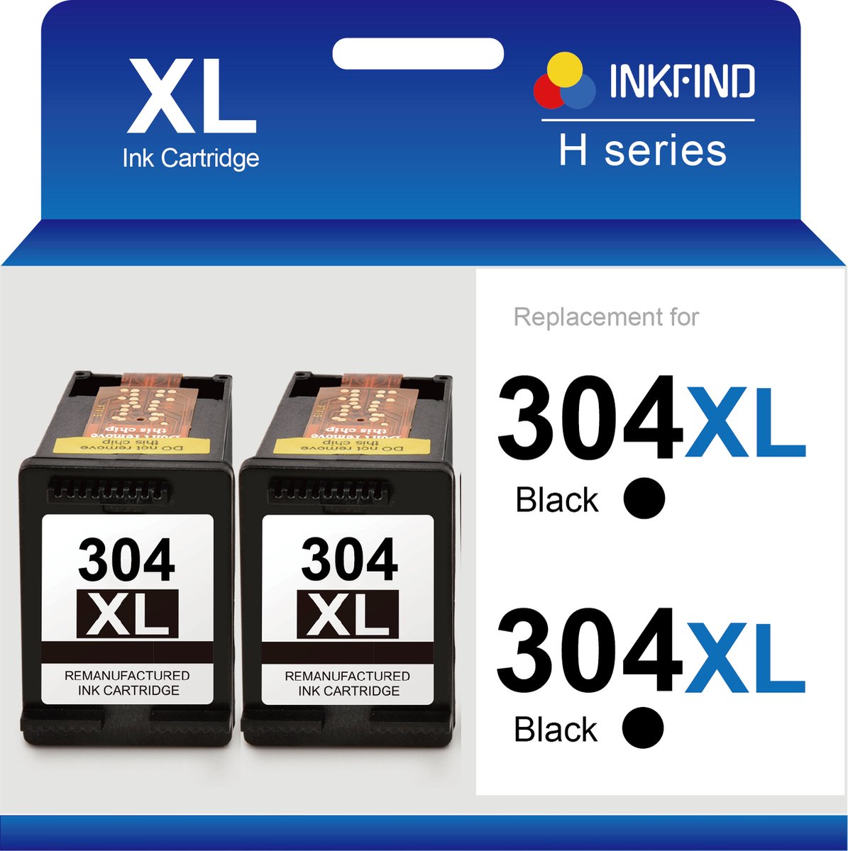Image of INKFIND 304XL Geschikt voor HP304 HP304XL HP 304 HP 304XL N9K08AE Inktcartridge - Hoge Capaciteit 2-pack Zwart