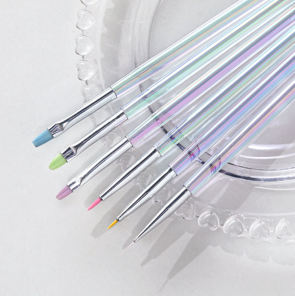 Goedkoopste Elysee Beauty - 6-delige pastel penselenset voor nail art - Penselenset voor nagel gel, acryl en polygel - Nagel kwasten - Nail art brush set