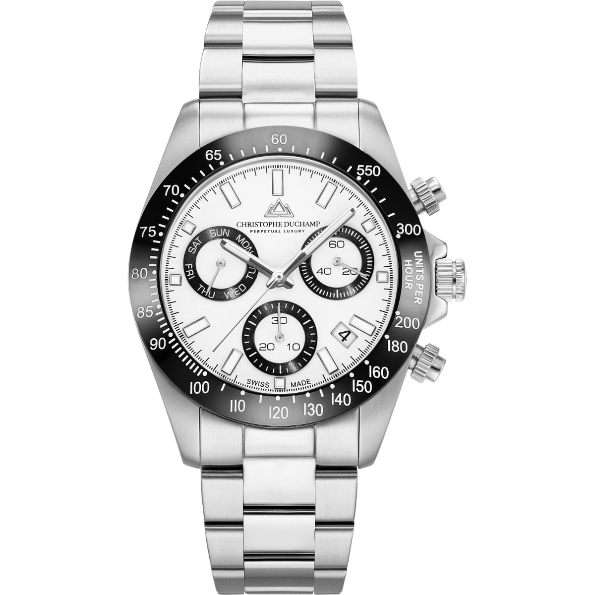 Luxe mannenhorloge - Christophe Duchamp Grand Mont Ceramic Silver Black - CD7102-01