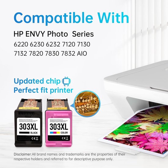 Cartouche d'encre INKFIND 303XL compatible avec HP303 HP 303 HP303XL HP 303XL T6N03AE - Pack de 2 couleurs haute capacité