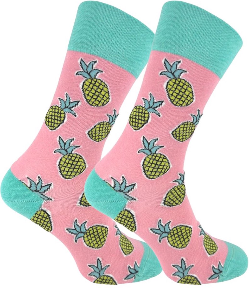 La Pèra Dames Sokken met Ananasprint – Maat 39-42– Roze & Mintgroen – Vrolijke Katoenen Huissokken – Leuk Cadeau – Black Friday Deal