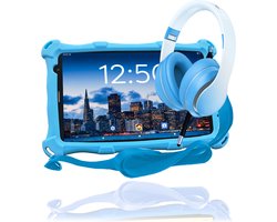 AngelTech Kinderpakket PRO MAX - Kindertablet PRO MAX + Kinderkoptelefoon - Android 15 - Combipakket - Kindertablet Vanaf 3 Jaar – Kinder Tablet – Kids Tablet - Tablet voor Kinderen - Blauw