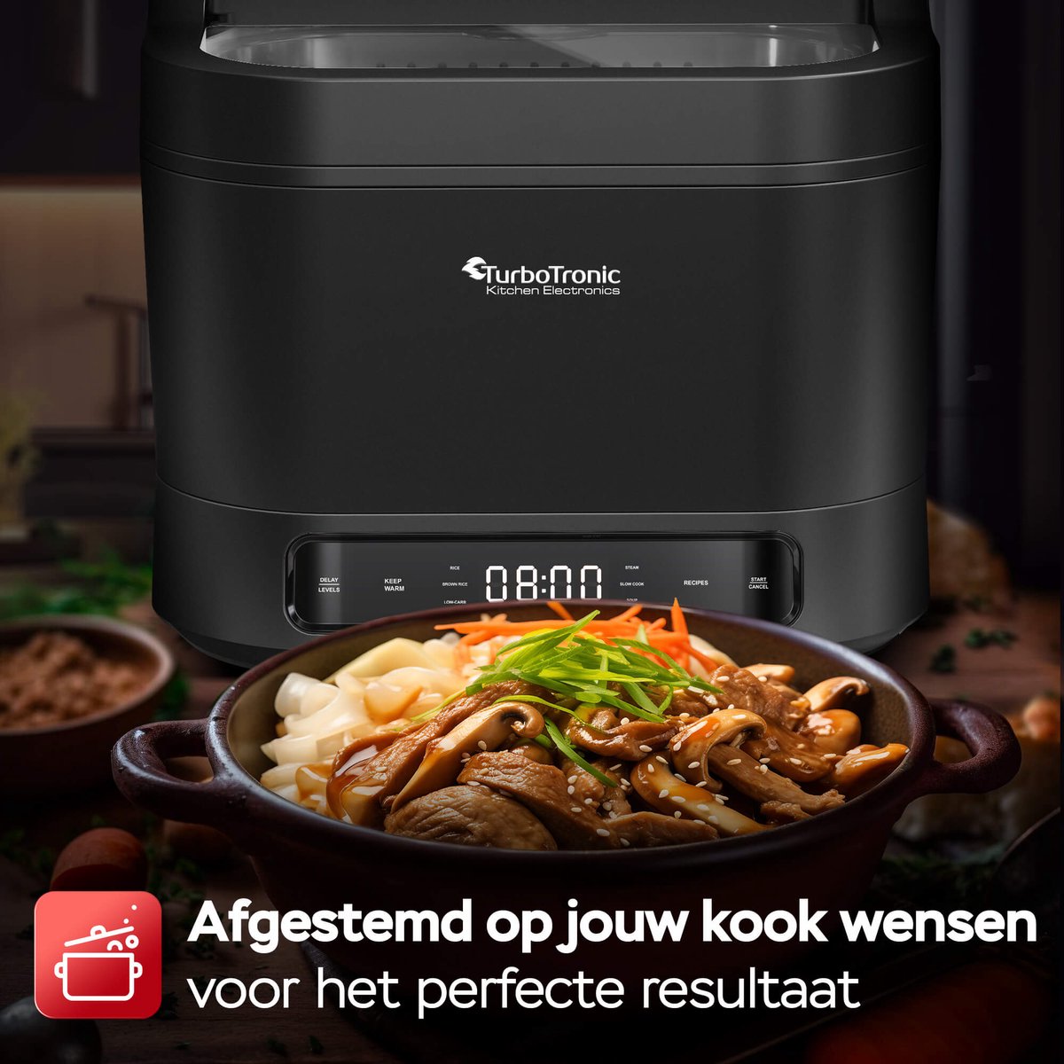 TurboTronic DMC20 Multicooker 4L - Rijstkoker - Stoomkoker - Zwart – foto 7