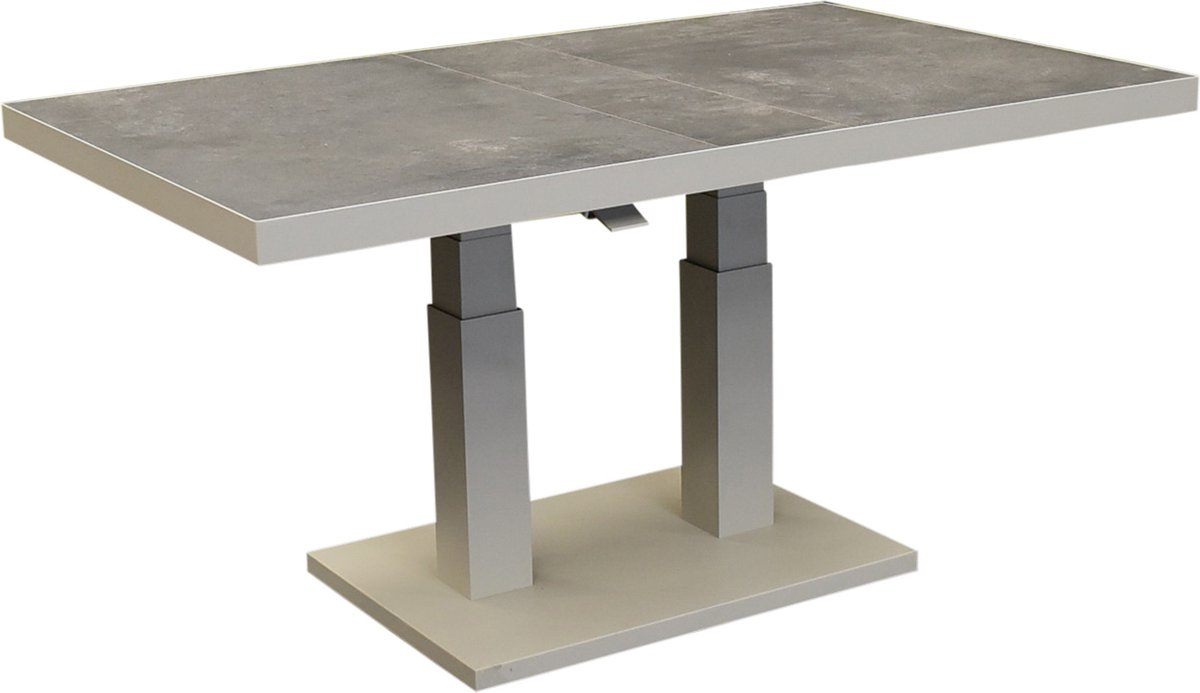 Pacific lounge-diningtafel 140x85xH49-72 cm in hoogte verstelbaar aluminium latte ceramic