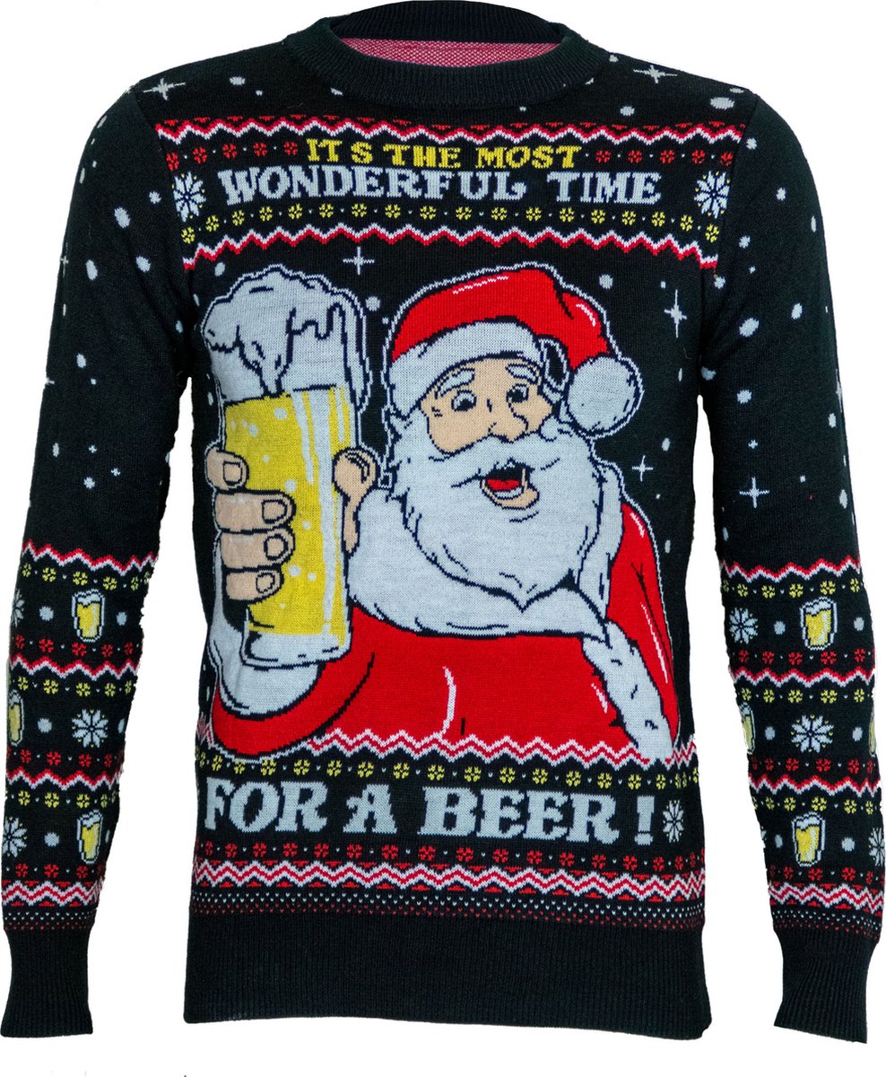Kerstman met bier Foute kersttrui - Maat: S - Gebreide kersttrui - Heren kersttrui - Dames kersttrui - Foute kersttruien - Kerst outfit - Kerstkleding - Lelijke kersttrui - Gekke kersttrui -