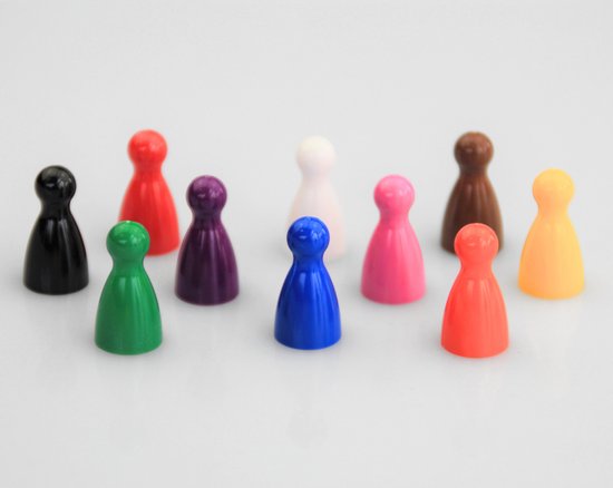 Pions - mélange de 10 couleurs - 100 pièces