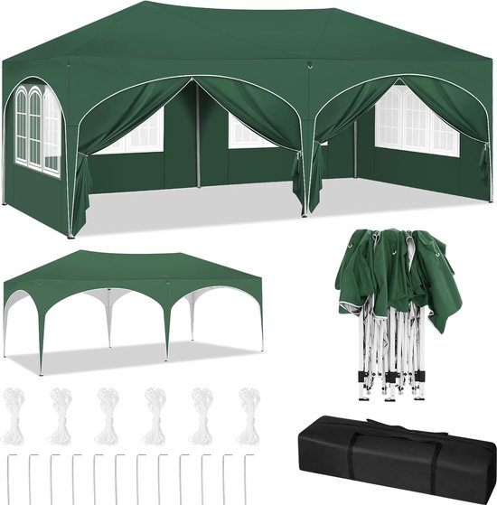 WOLTU Paviljoen, vouwpaviljoen, 3 x 6 m, met 6 zijwanden, partytent, waterafstotend, uv-bescherming 50 , in hoogte verstelbaar tuinpaviljoen, met draagtas, voor outdoor, tuin, camping, grijs WOLTU Paviljoen, vouwpaviljoen, 3 x 6 m, met 6 zijwanden, partytent, waterafstotend, uv-bescherming 50 , in hoogte verstelbaar tuinpaviljoen, met draagtas, voor outdoor, tuin, camping, grijs