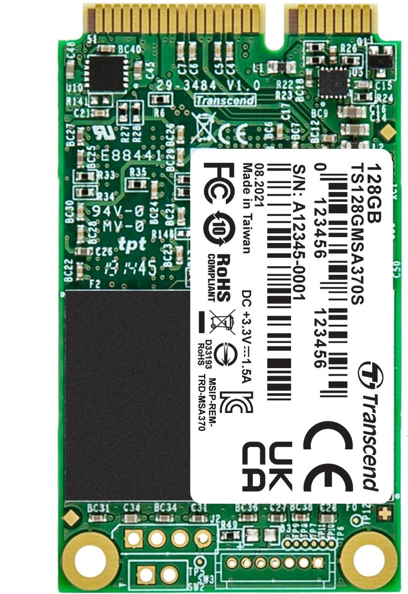 Transcend 128 GB mSATA SSD harde schijf SATA 6 Gb/s Retail TS128GMSA370S