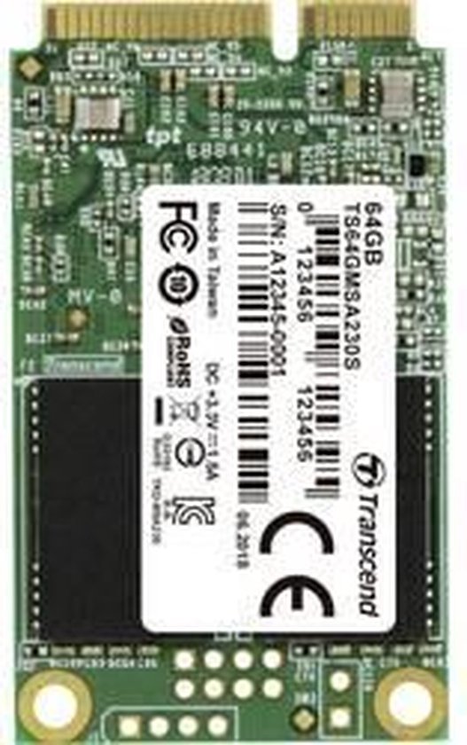 Transcend MSA230S mSATA SSD harde schijf 64 GB mSATA — afbeelding 2