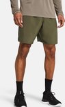 Legergroene sportshort met elastische tailleband, met "UNDER ARMOUR" in zwarte letters op de zijkant.