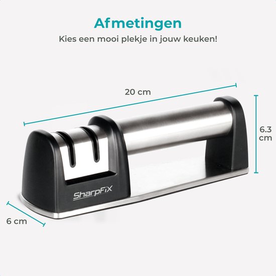 SharpFix Aiguiseur de couteaux 2-en-1 Core - Aiguiseur de couteaux antidérapant - Aiguiseur à tirage - Fusil d'aiguisage - Acier inoxydable