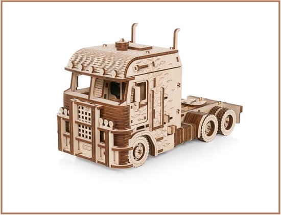 Eco Wood Puzzle 3D en bois Truck « Road King» avec Modélisme de conteneur-semi-remorque