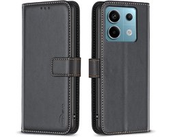 BINFEN Hoesje - Geschikt voor Xiaomi Redmi Note 13 Pro 5G / Poco X6 Hoesje - BINFEN Book Case - Zwart