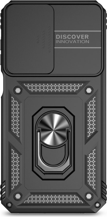 Coverup Ring Kickstand Couverture arrière avec Shield d'appareil photo adapté à la coque Samsung Galaxy A35 - Zwart