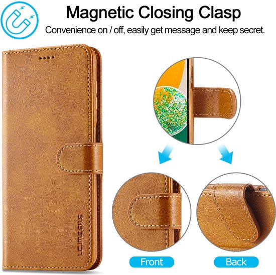 LC.IMEEKE Hoesje - Geschikt voor Samsung Galaxy A15 Hoesje - LC.IMEEKE Luxe Book Case - Bruin