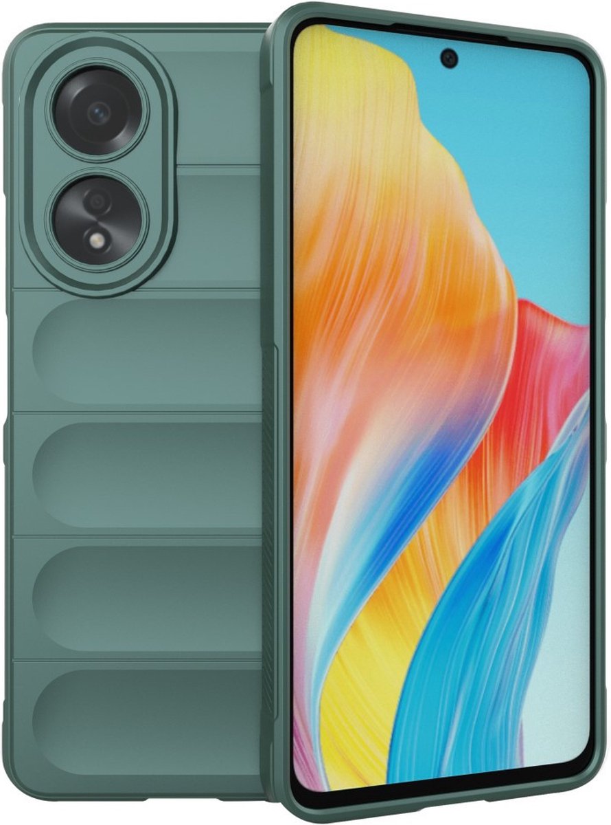 Coverup Hoesje - Geschikt voor OPPO A58 Hoesje - Coverup Hands-On Rugged Back Cover - Groen