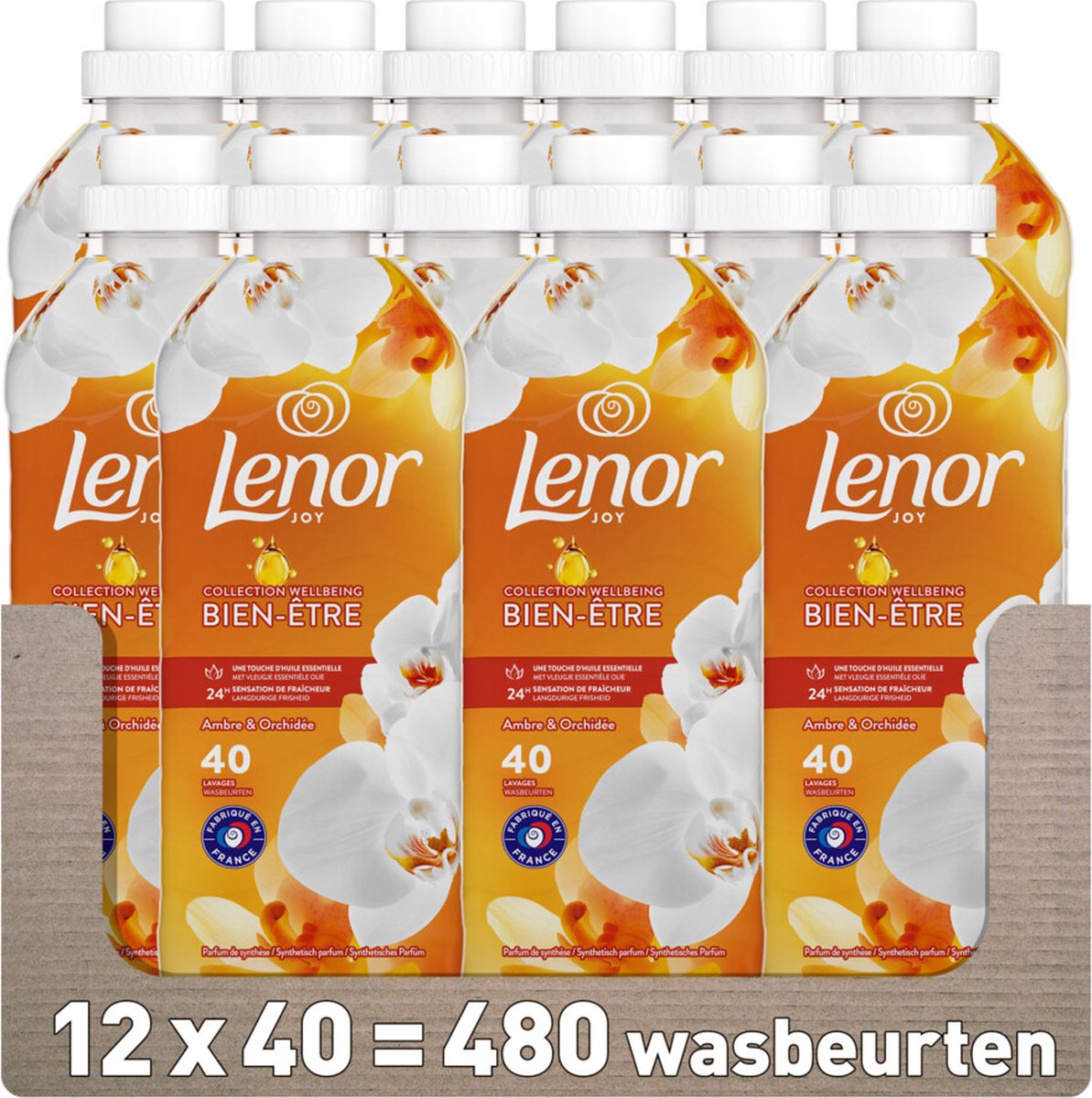 Goedkoopste Lenor Wasverzachter - Amber & Orchidee - 12 x 40 Wasbeurten - Voordeelverpakking