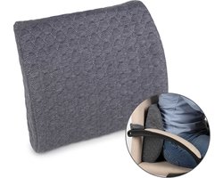Vitapur Rugsteun - Rugkussen onderrug - Rugsteun bed - Lendekussen rugsteun - Rugsteun auto - Rugsteun voor in bed - Rugkussen onderrug - Ergonomisch rugkussen - 36x34x12 cm - grijs