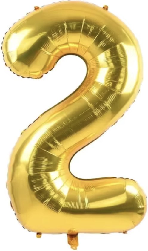 Mini folieballon 2 goud | Cijfer 2 ballonnen feest | De Goede Keus