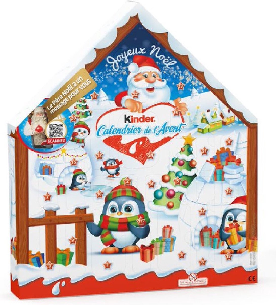 Kinder Adventskalender - tel af tot Kerst - Kinder chocolade mix - 24 chocoladefiguren - 184g