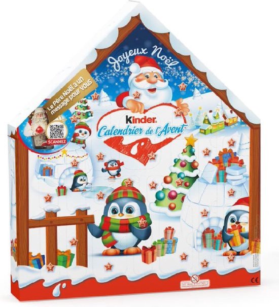 Kinder Adventskalender - tel af tot Kerst - Kinder chocolade mix - 24 chocoladefiguren - 184g