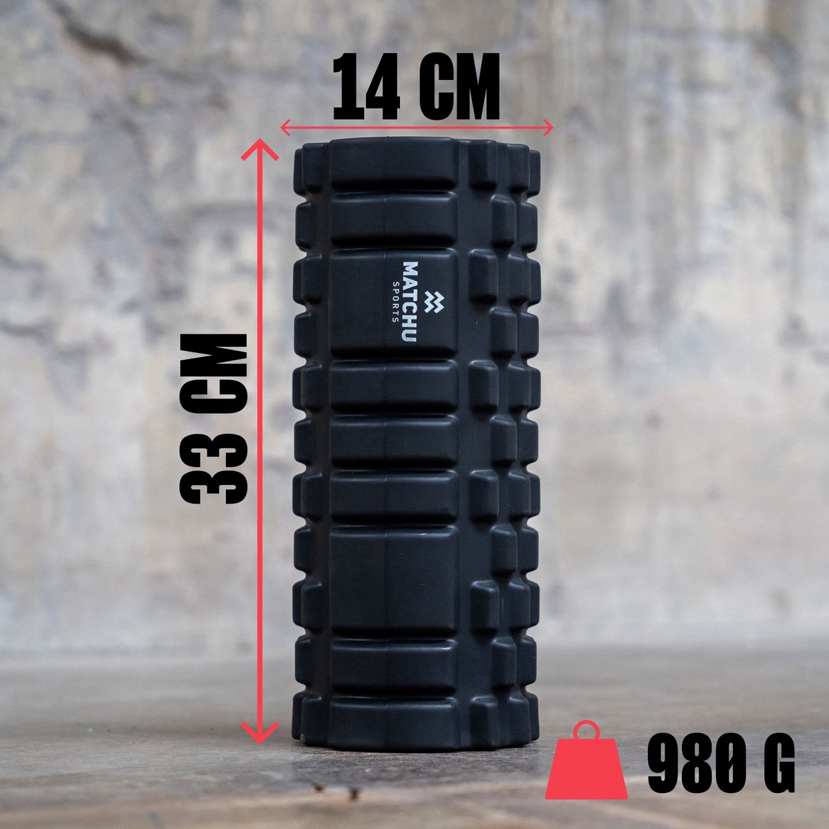 Matchu Sports - Foam roller - Foamroller - Massage roller - 33 cm - Hard - Zwart thumbnail 5