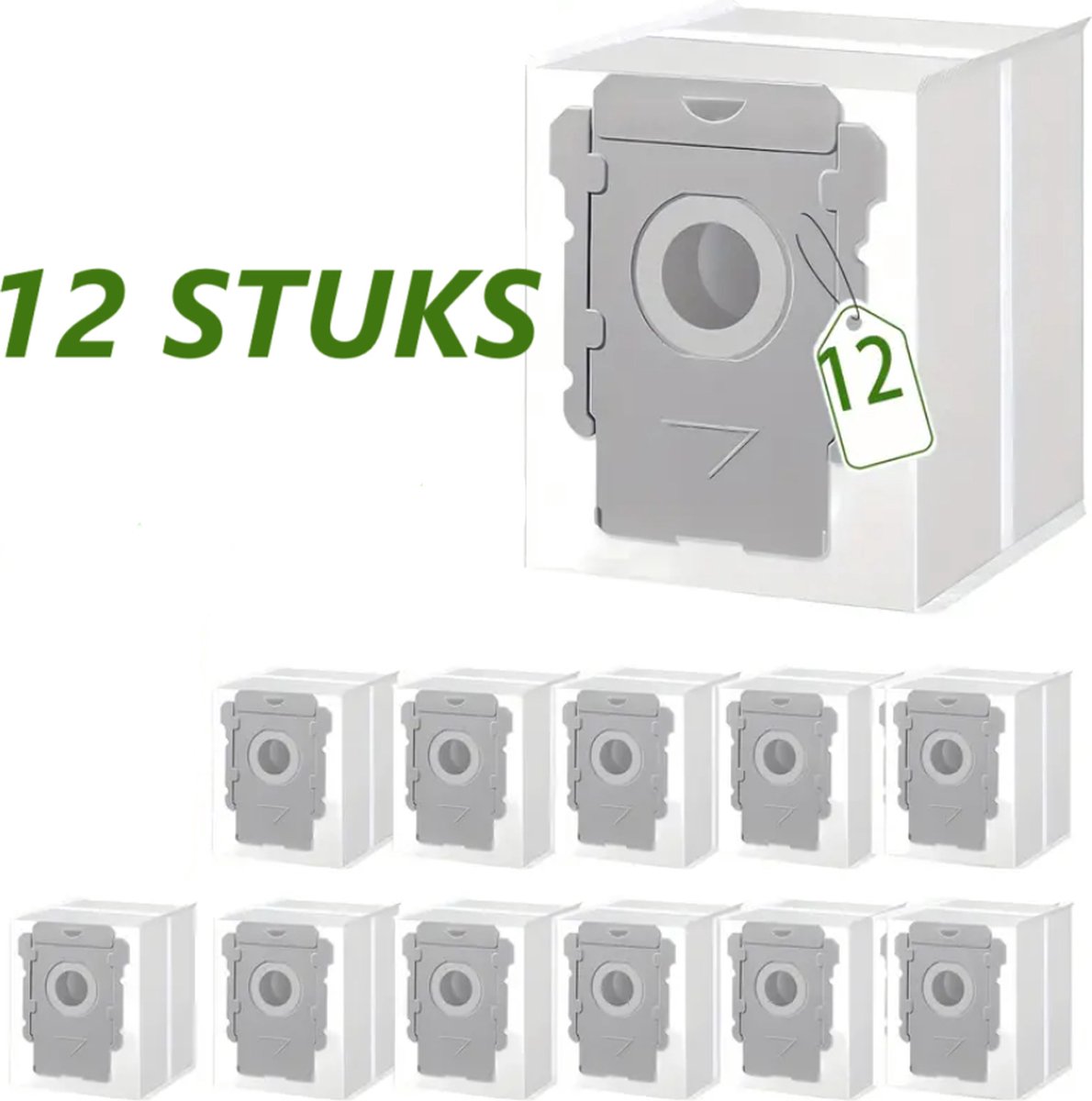 Dutchers® 12 Stuks Vervangende Stofzuigerzakken Geschikt voor iRobot Roomba - Compatibel met i8, i8+, i7, i7+, i6, i6+, i5, i5+, i4, i4+, i3, i3+, s9, s9+, j7, j7+ - Geschikt voor iRobot Onderdelen - Perfecte Pasvorm en Premium Kwaliteit