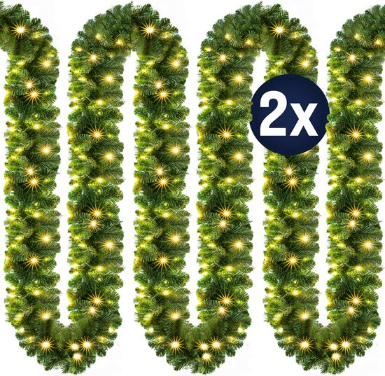 Guirlande Casaria - 2x5m 100 LEDs Aiguilles de Pin Vert - Blanc chaud