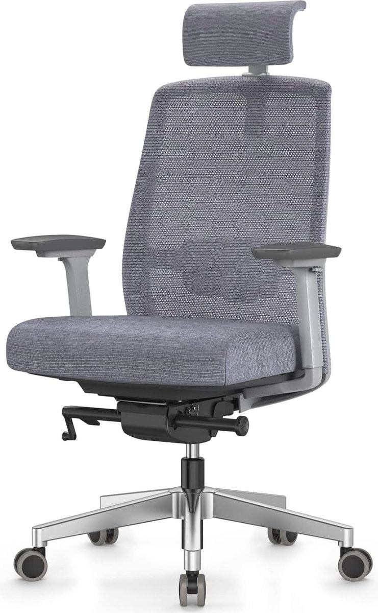 Ergonomische bureaustoel met verstelbare armleuningen en lendensteun