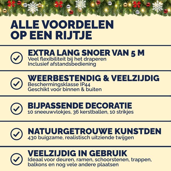 Lumineo Compact Kerstverlichting Binnen/Buiten 7.5M Groen 350 LEDs Klassiek Warm Dimmer Timer