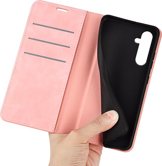 Coque pour Samsung Galaxy A16 - MobyDefend Luxe Wallet Bookcase (fermeture magnétique) - Rose - Étui pour téléphone portable - Étui de téléphone Convient pour : Samsung Galaxy A16