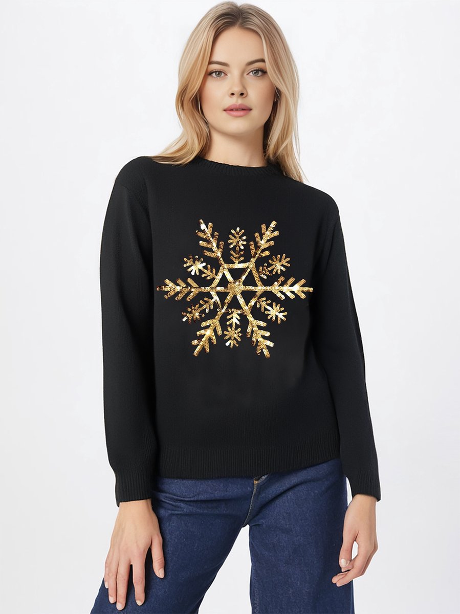 Starry Indigo - Foute Kersttrui / Sweater Dames - Sneeuwvlok