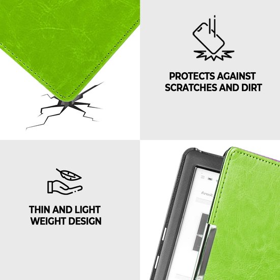 Lunso Geschikt voor Kobo Glo / Glo HD / Touch 2.0 hoes (6 inch) - sleepcover - Groen van Lunso — afbeelding 2