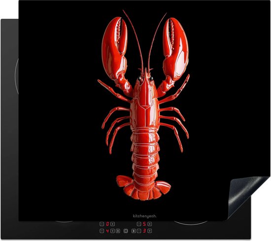 KitchenYeah® Protection plaque induction 60x52 cm - Homard - Rouge - Noir - Homard - Protege plaque de cuisson - Couvre plaque induction - Protecteur d'induction - Cuisine