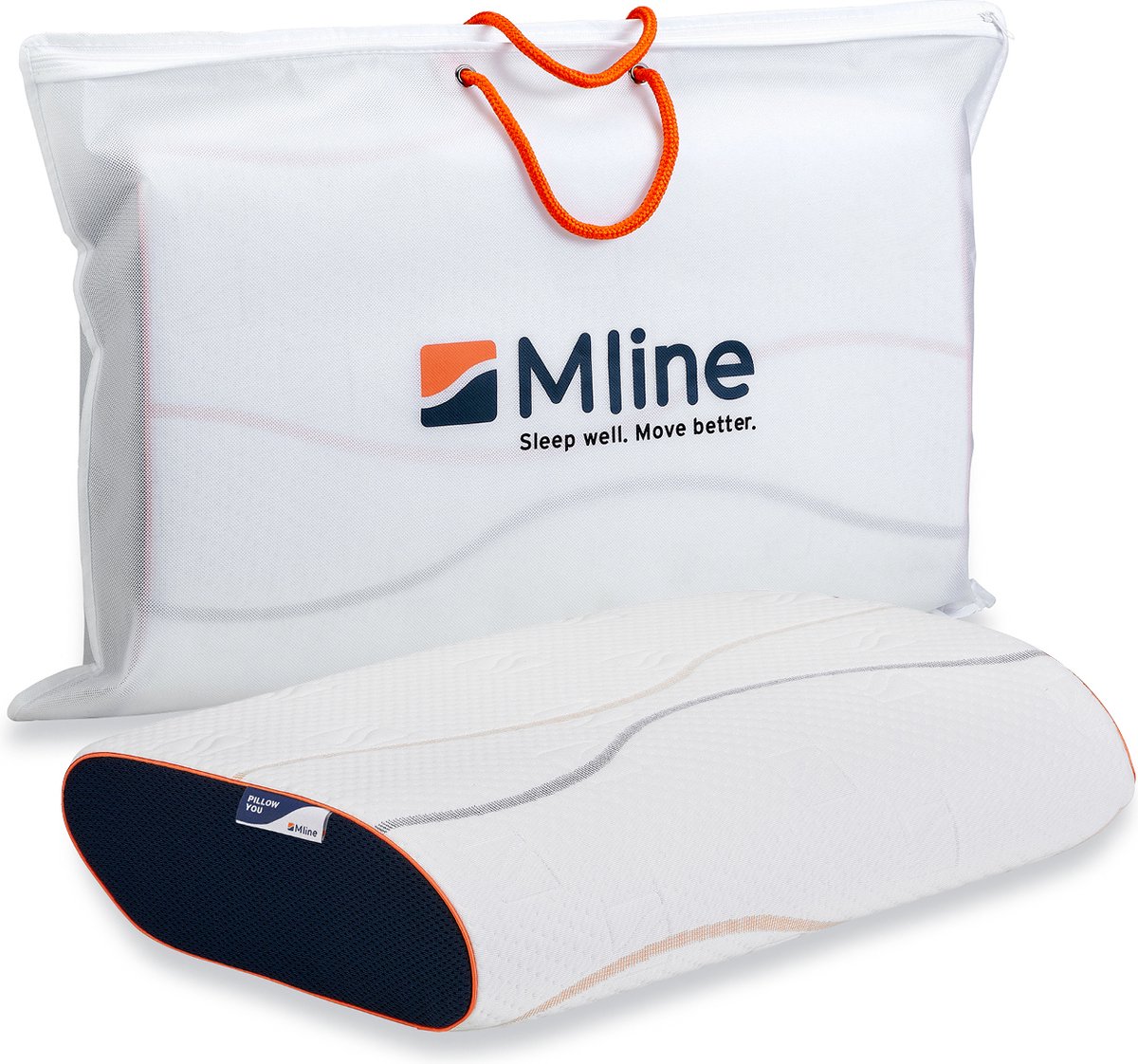 M line Pillow You ergonomisch hoofdkussen - soft/medium – anti-allergeen – tegen nek- en schouderklachten – 11 cm hoog – oranje