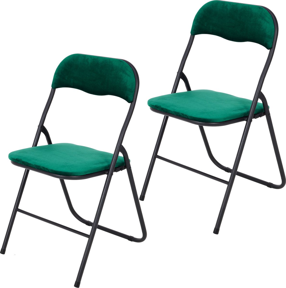 Infinity Goods Klapstoelen - Set van 2 - Vouwstoelen - Fluweel - Eettafelstoelen - Opklapbare Stoelen - 43 x 47 x 80 CM - Stoelen - Groen 2 Groene stoelen