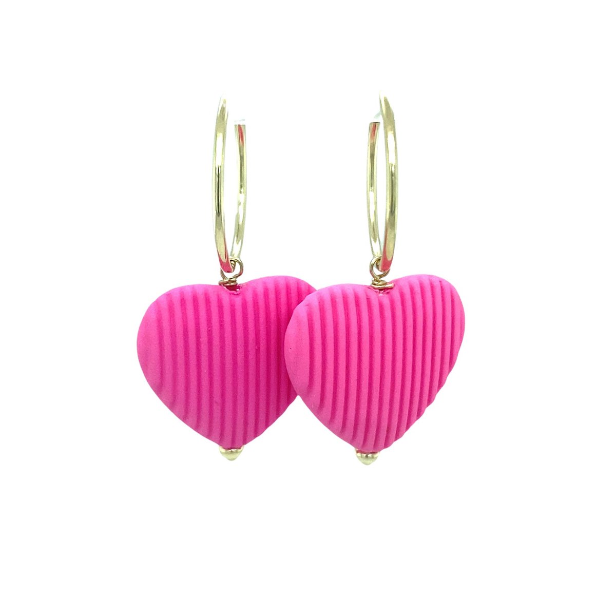 pat's jewels Oorbellen - Oorbellen Dames - Oorringen - Statement Oorbellen - Fuchsia - Hart - Roze