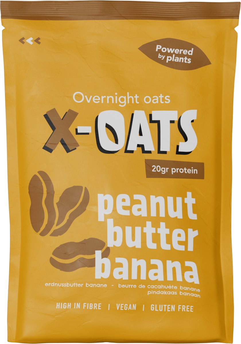 X-OATS Proteïne oats Ontbijtshake - Proteïneshake & Maaltijdshake - Vegan Glutenvrij Hoog in vezels - 20g Eiwit - 24-pack Pindakaas/Banaan