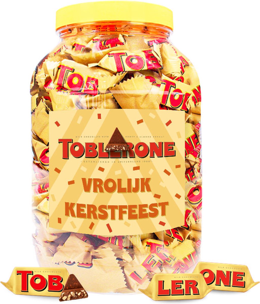 Toblerone Tiny "Vrolijk Kerstfeest" kerstcadeau - melkchocolade met nougat, honing en amandelen - 1000g