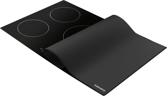 KitchenYeah© Inductie Beschermer 60x52 cm Keuken Decoratie Kookplaat Beschermer voor Inductiekookplaat Afdekplaat Anti Slip Mat - Kruiden - Lepels - Beton print - Peper - Specerijen