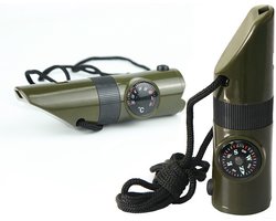 2 Stuks Survivalfluitje, 7 in 1 noodfluitje, noodfluitje voor buiten, kompasthermometer zaklampvergrootglas met draagkoord, multifunctioneel noodfluitje voor wandelen, kamperen, avontuur
