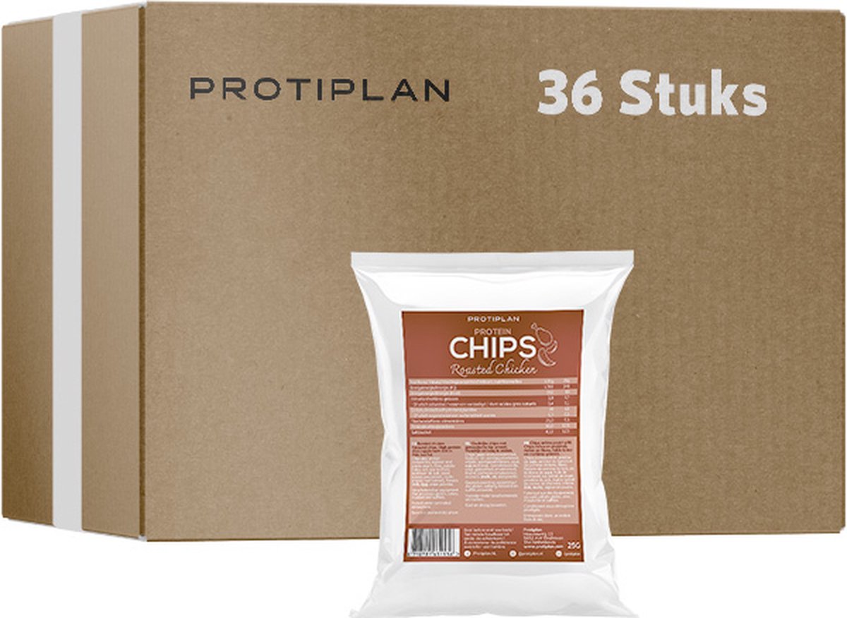 Goedkoopste Protiplan | Chips Geroosterde Kip | 36 stuks | 36 x 30 gram | Low carb snack | Eiwitrepen | Koolhydraatarme sportvoeding | Afslanken met Proteïne repen | Snel afvallen zonder hongergevoel!