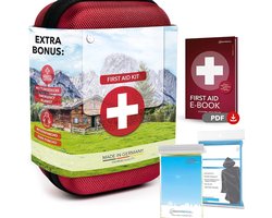 Noodpakket EHBO-set Outdoor - Inhoud uit Duitsland - Survival Kit met Nooddeken en Regenponcho - Eerste Hulp Kit voor Reizen Sport Auto en Thuis - DIN 13167 Noodpakket
