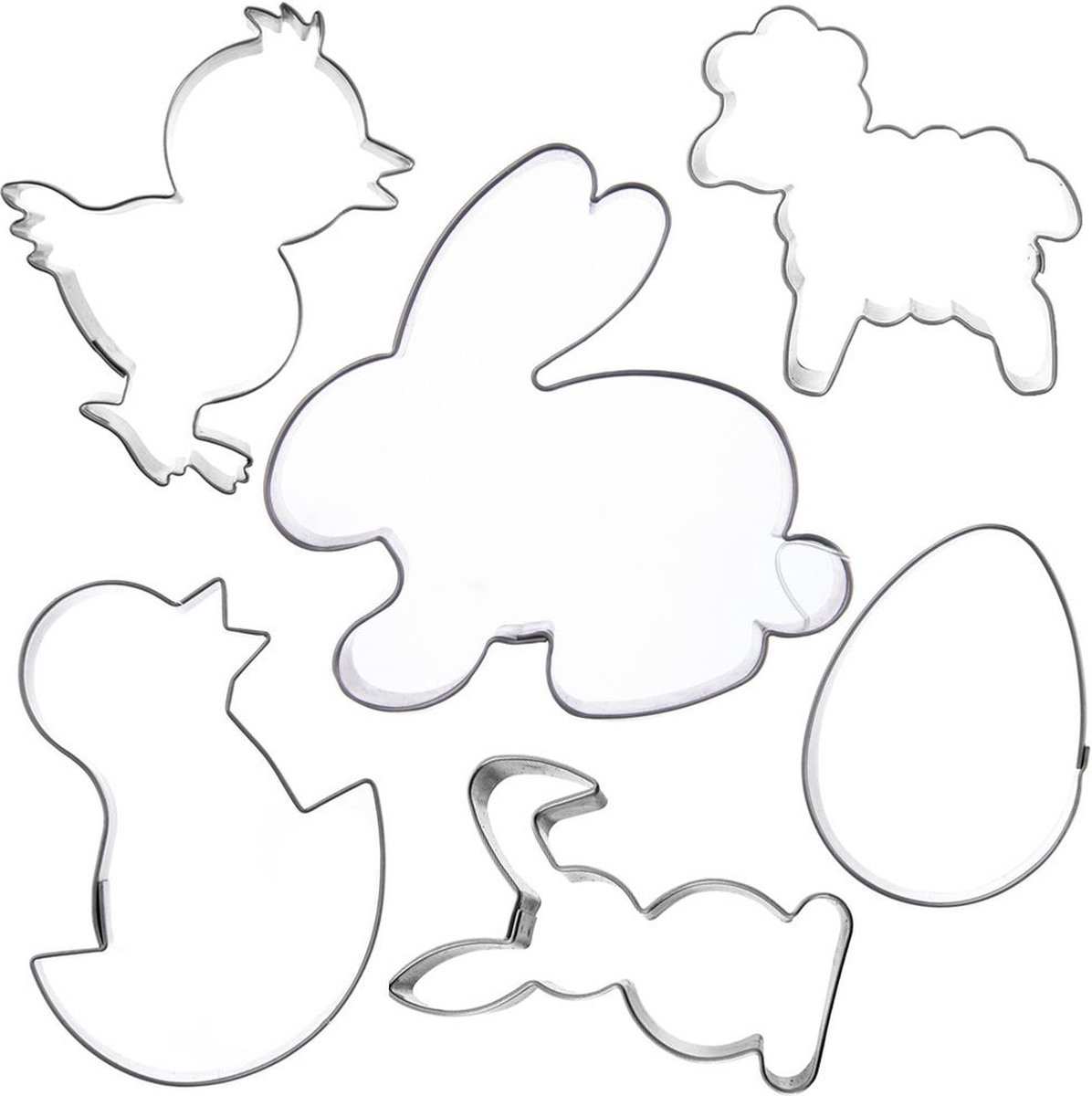 Koekjessnijders Peperkoek Pasen 6 stuks - Vormen - Uitsteekvorm - Cookie - Cutter - Uitsteekvormpjes - Koekjes - Bakken - Koekjessnijder