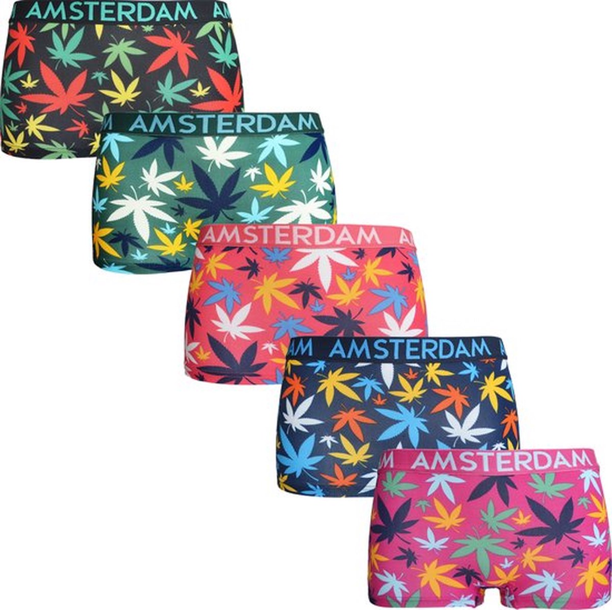 Fine Woman - 5 Boxershorts - Dames - Wietblad/Amsterdam - 5 pack - XL